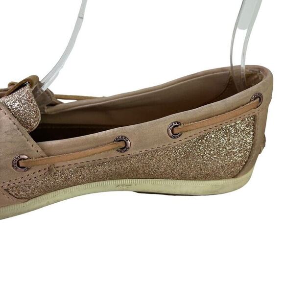 Sperry Top Sider Womens Leather Glitter Rose Gold Boat Shoes Flats Slip On sz 7 - Picture 4 of 16